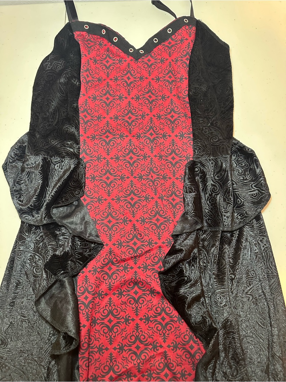 Spirit Costume Red and Black Asymmetrical Gothic Evening Dress